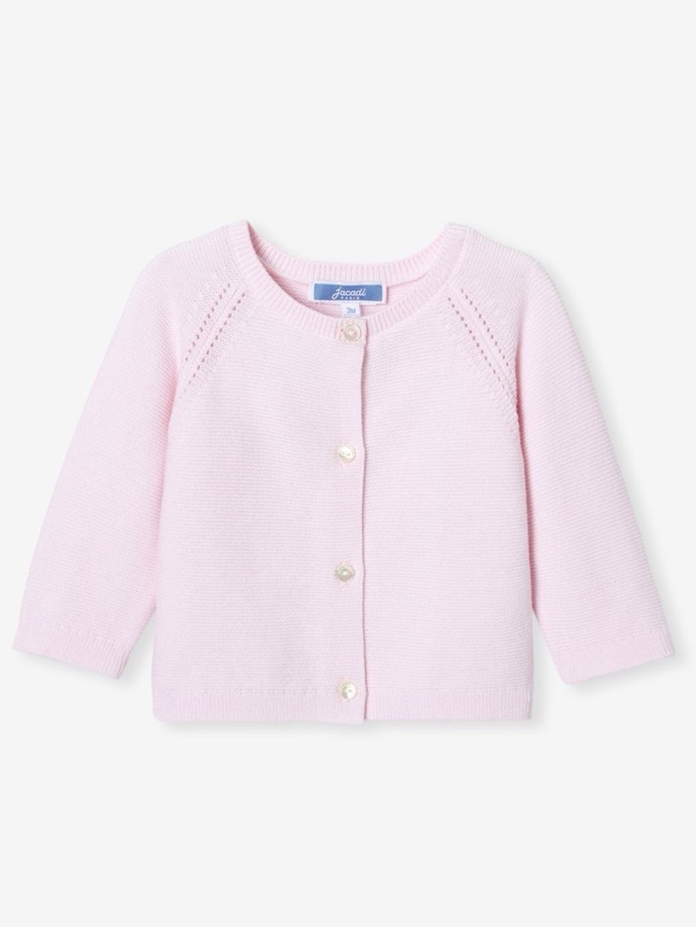 Jacadi Baby Pink Knit Button-Front Cotton Cardigan